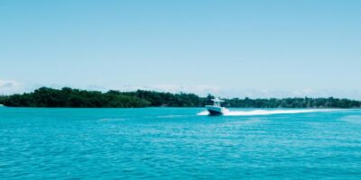 Florida Keys Stock Island small motorboat in the sea Florida Keys Stock Island small motorboat in the sea