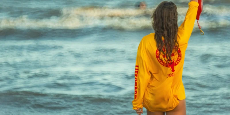 Lifeguard on the beach Galveston Beach Texas USA