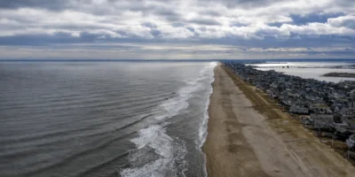 Aerial view of the coast and beach at Bay Head, New Jersey