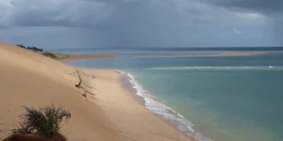 Sand dunes, beach and shallow sea in the Bazaruto Archipelago
