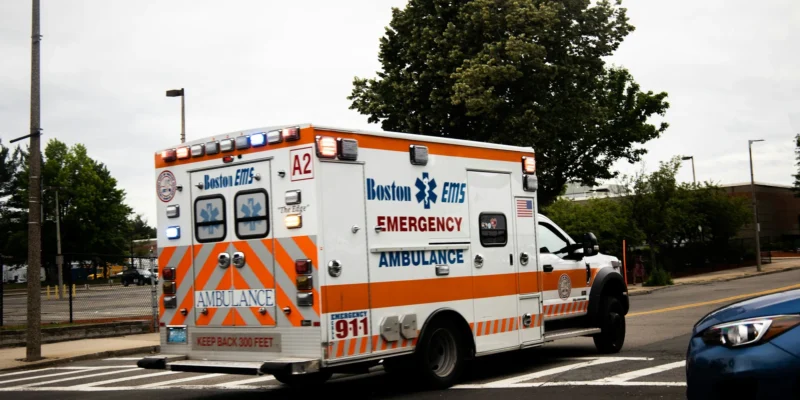 Boston EMS ambulance on a street as a symbolic image for the emergency response