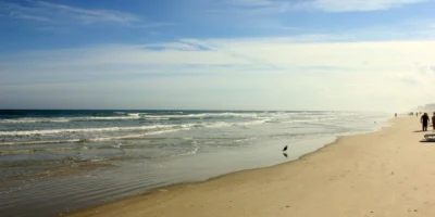 Sandy beach and Atlantic coast of Daytona Beach in Florida
