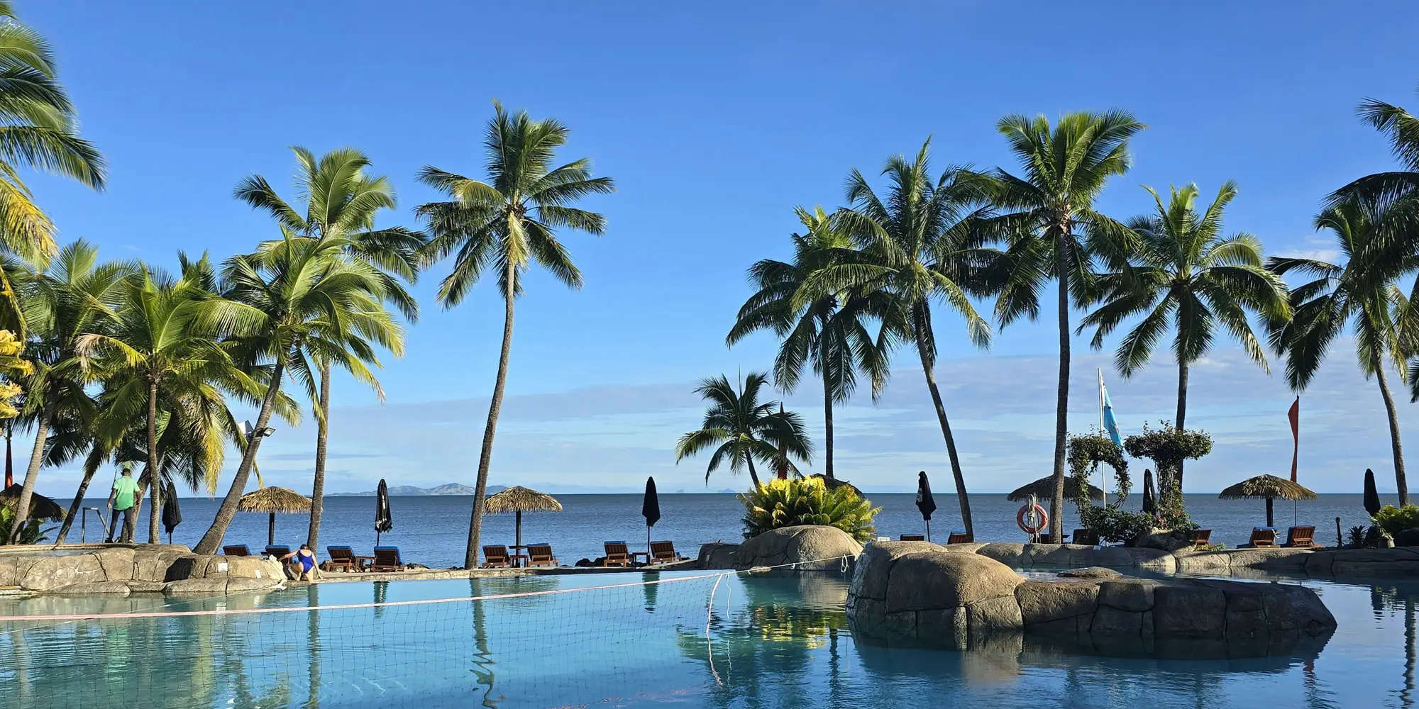 Fiji diving with sharks beach with palm trees