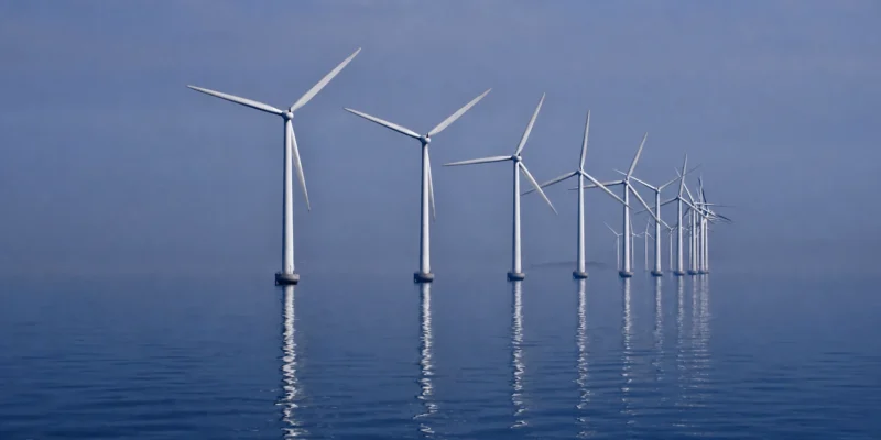 Middelgrunden offshore wind farm in the calm waters of Øresund