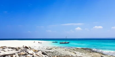 Wooden boats on the beach of Rolas Island in the Quirimbas archipelago, Mozambique