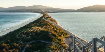 Road and sea on Bruny Island, Tasmania