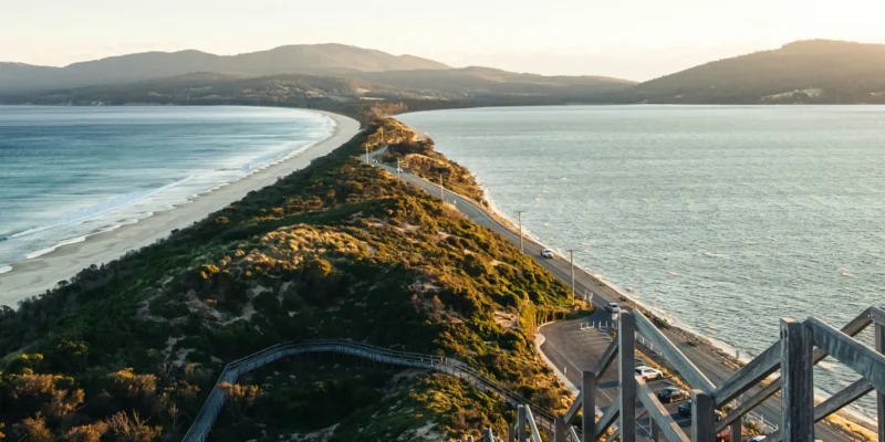 Road and sea on Bruny Island, Tasmania