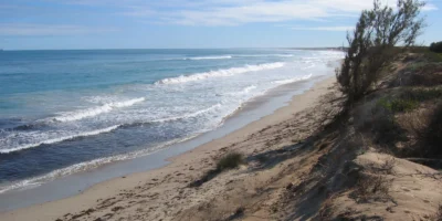 Sandy beach and coastline at Sunset Beach at Geraldton in Western Australia